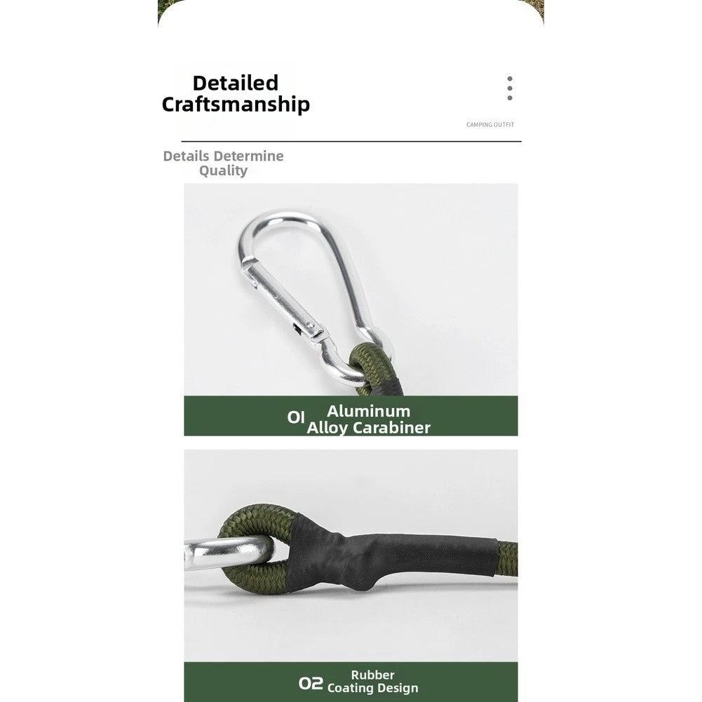 Elastic Rope 8mm with Alloy Carabiner for Tent and Hiking