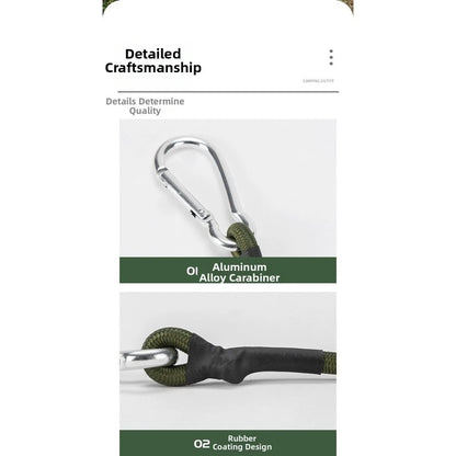 Elastic Rope 8mm with Alloy Carabiner for Tent and Hiking