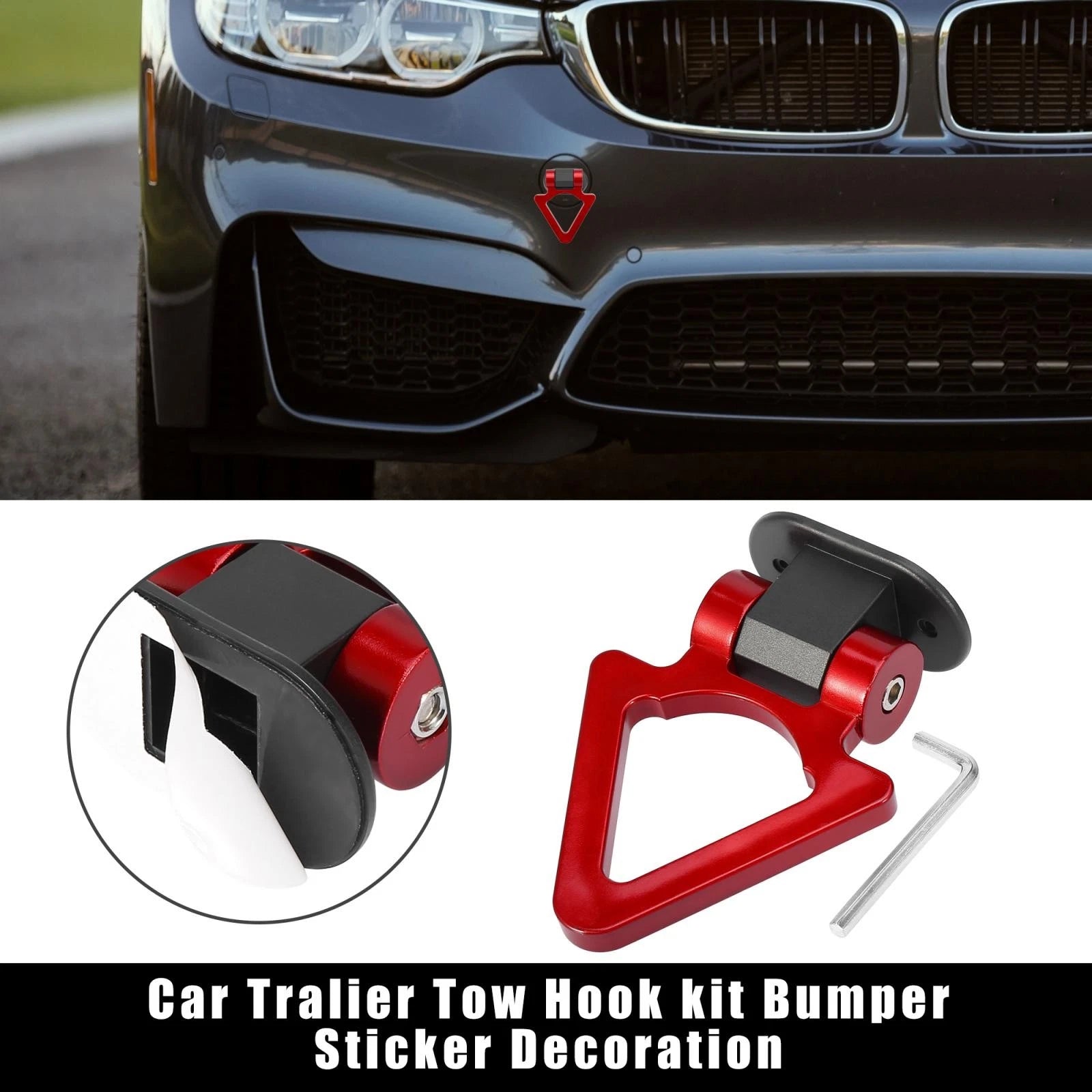 Tow Hook Decor Sticker Set Red Triangle for Universal Cars and Trucks (Any)