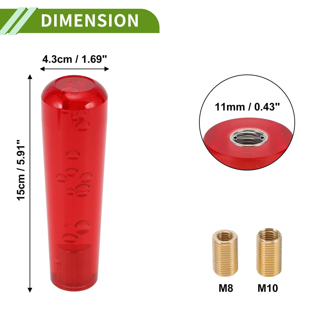 Cylindrical Crystal Shift Knob with 2 Adapters for Universal Fit (15cm)