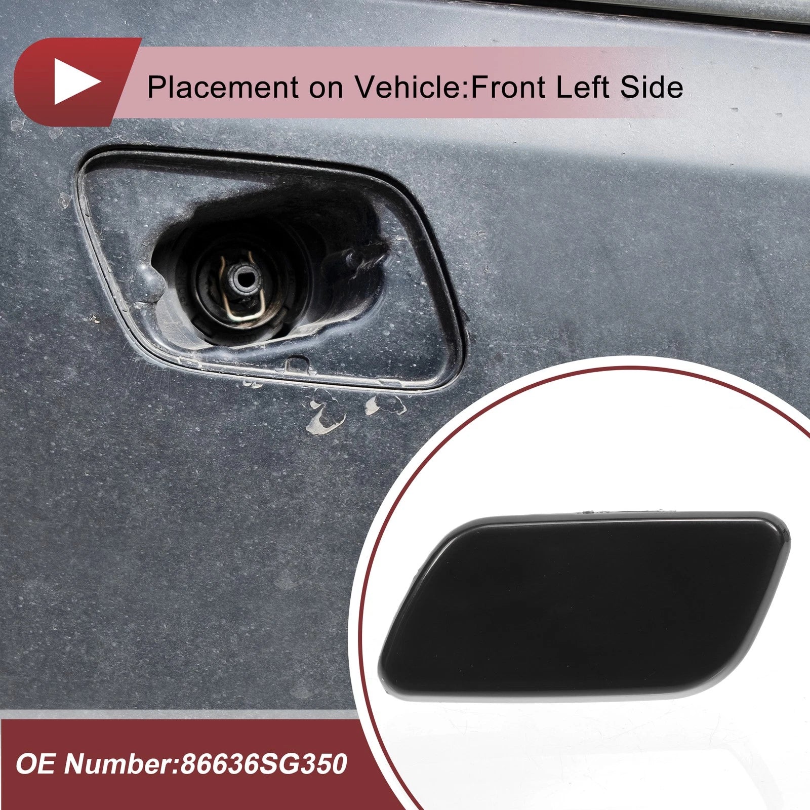 Front Left Washer Nozzle Cover Cap for Subaru Forester (2016–2018) Black