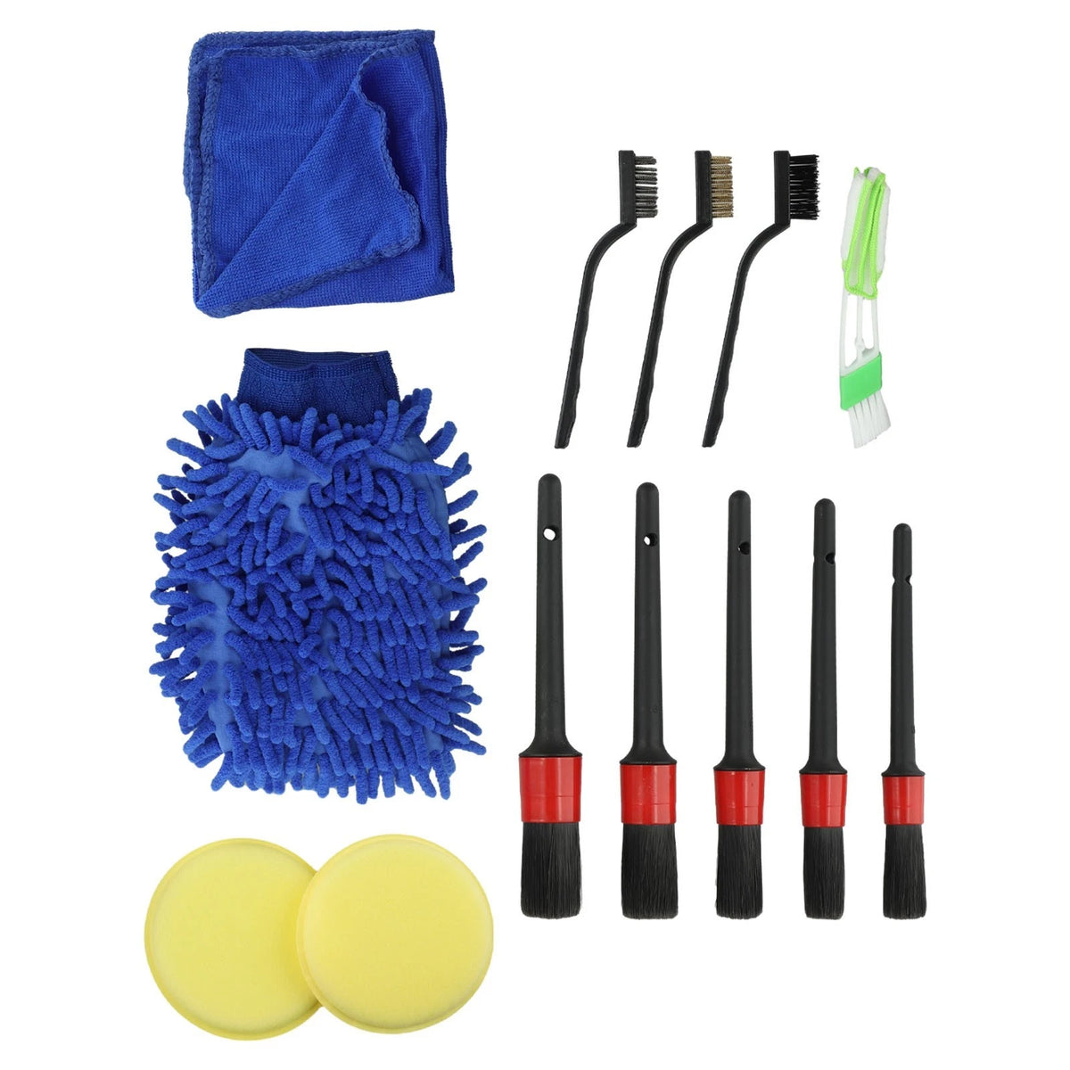 Gloves Brushes Car Cleaning Kit Multi-function Rim Set Vehicle Wash Wheel 13Pcs