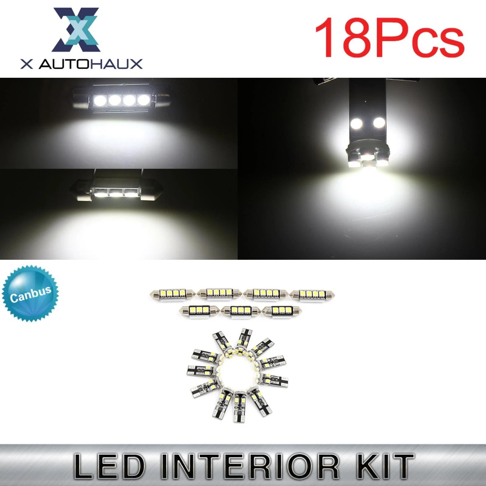 18pcs Interior LED Light Kit Canbus White for BMW 5 Series E60 E61 (2004–2010)