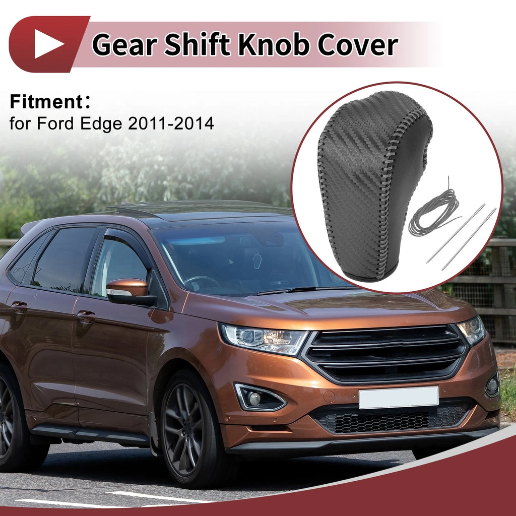 Gear Shift Knob Cover Replacement for Ford Edge (2011–2014) Gray Faux Leather