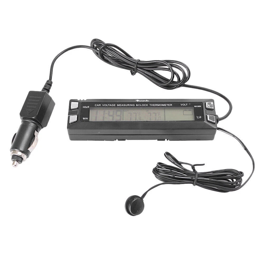 Digital LCD Temperature Voltage Clock Thermometer Monitor for Auto