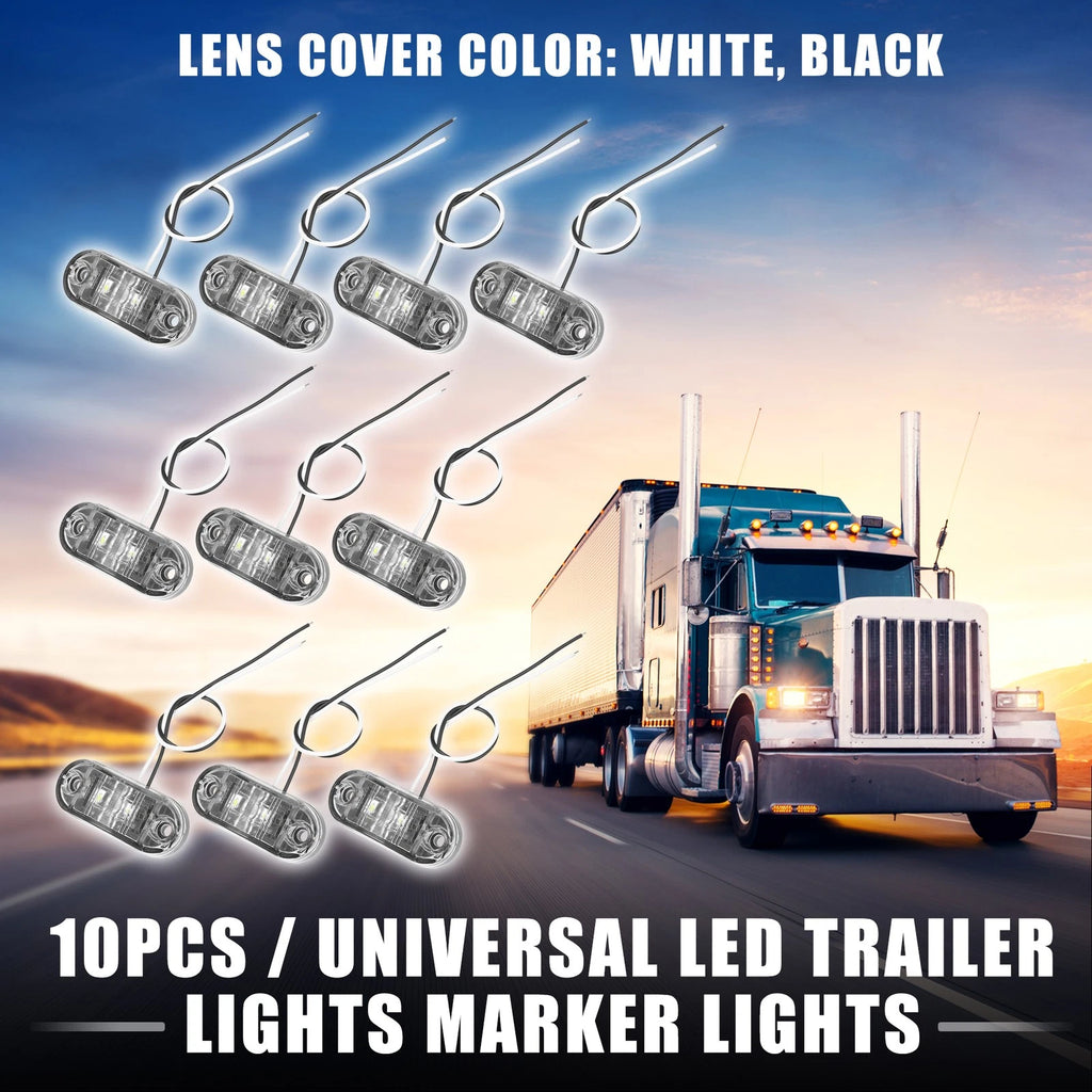 LED Trailer Marker Lights Waterproof Plastic Oval Set for Universal Truck (10 Pack)