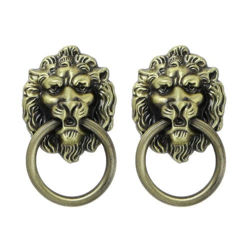 10X Vintage Lion Head Pull Handle Ring Knob for Cabinet Drawer (Antique)