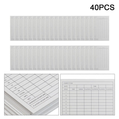 Set of 40 Golf Scorecard Replacement Sheets 6x3 for Game Recording