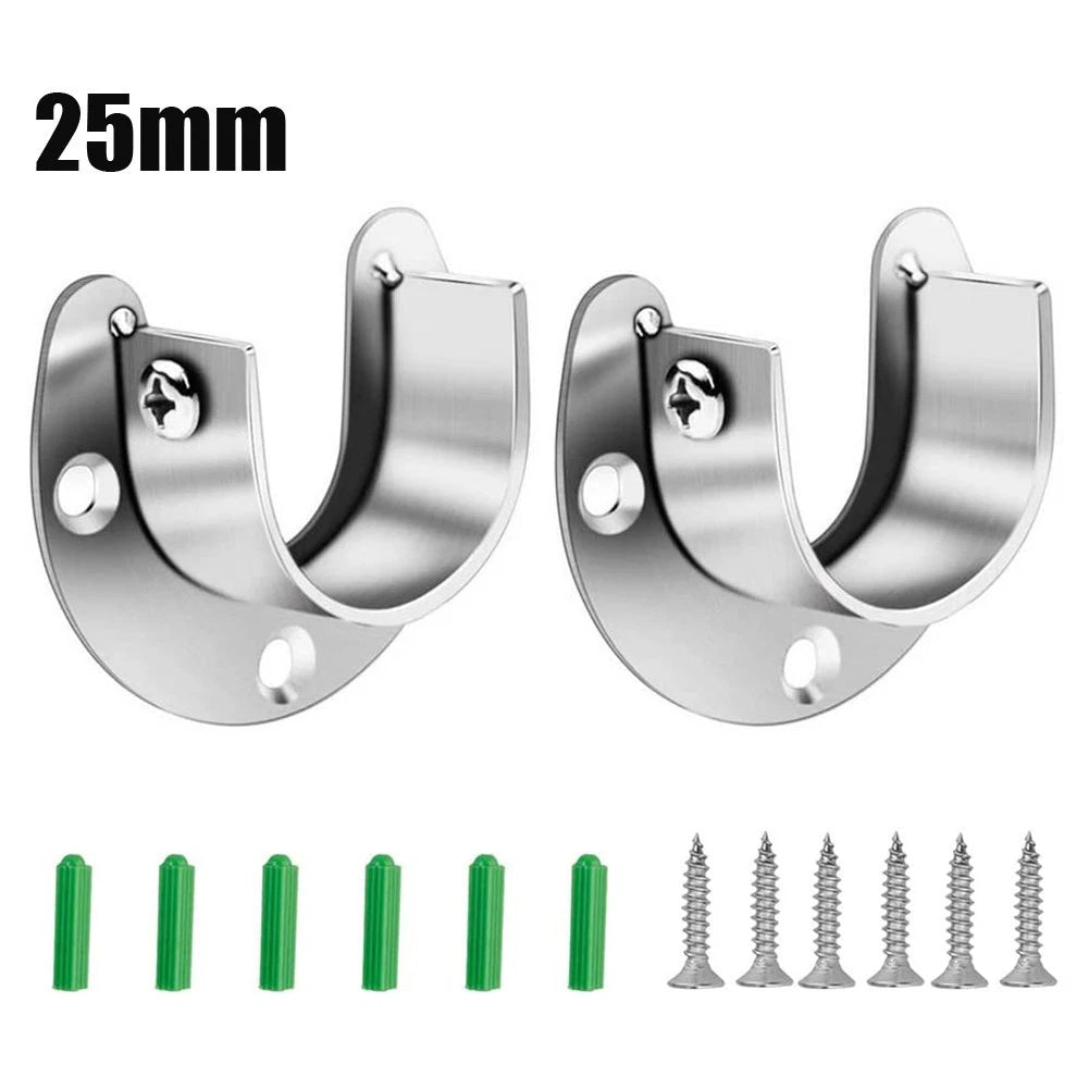 2X Flange Rod Holder for Bathroom Curtains