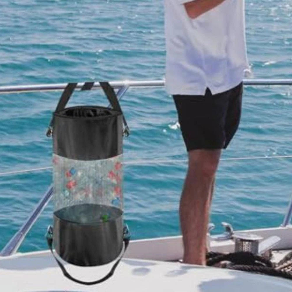 Foldable Trash Bag for Boat with Adjustable Straps for Deck Storage