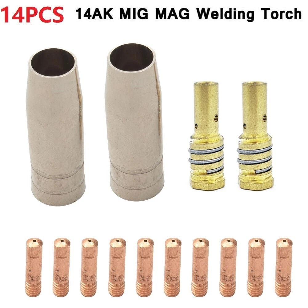 14Pc Torch Gas Nozzle Tip Holder for MIG Welding (Compatible with )