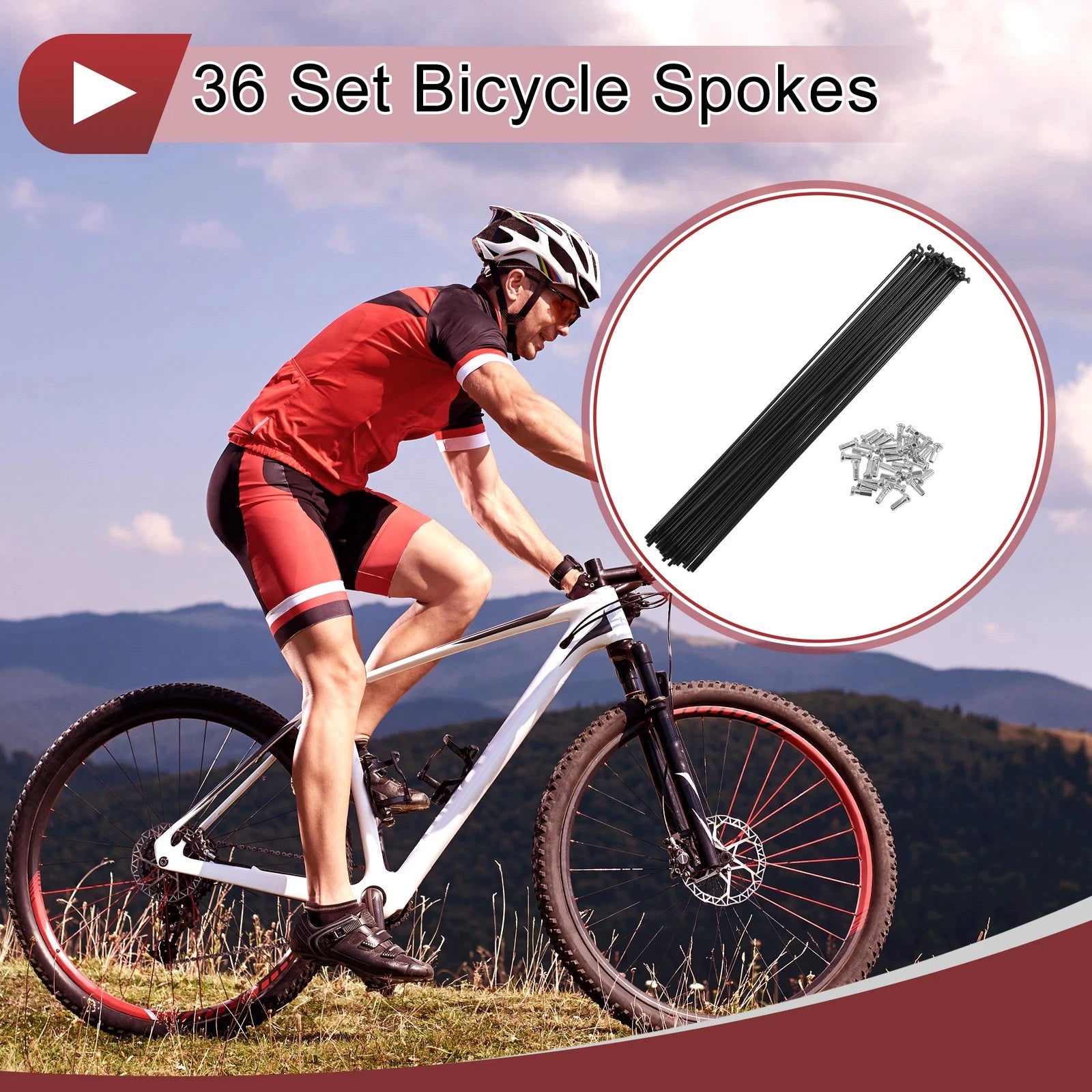 Bicycle Spoke Set 248 mm Steel for 14G Black 36-Pack