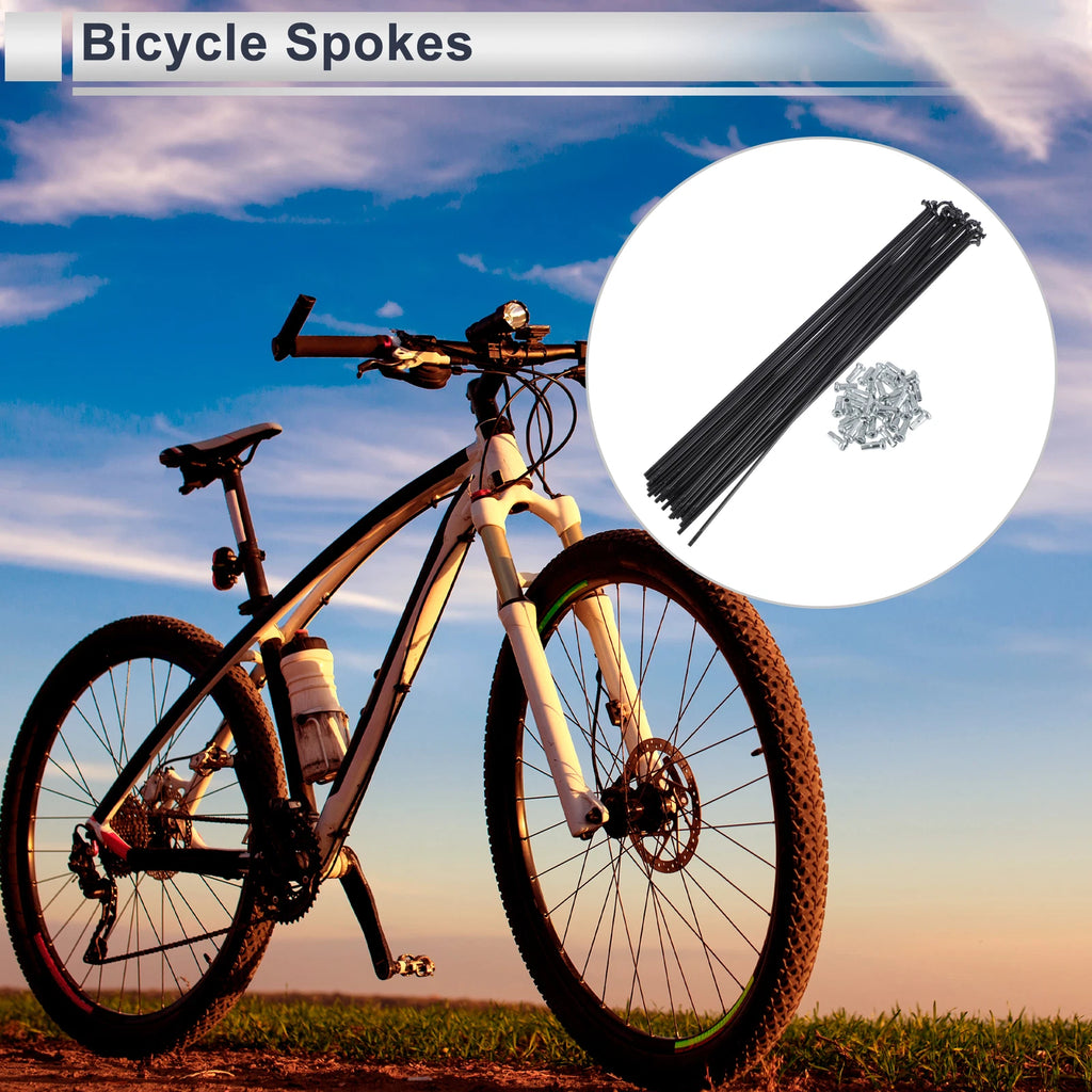 Bicycle Spokes Nipple Set 255mm 45 Steel Black Universal (Universal)