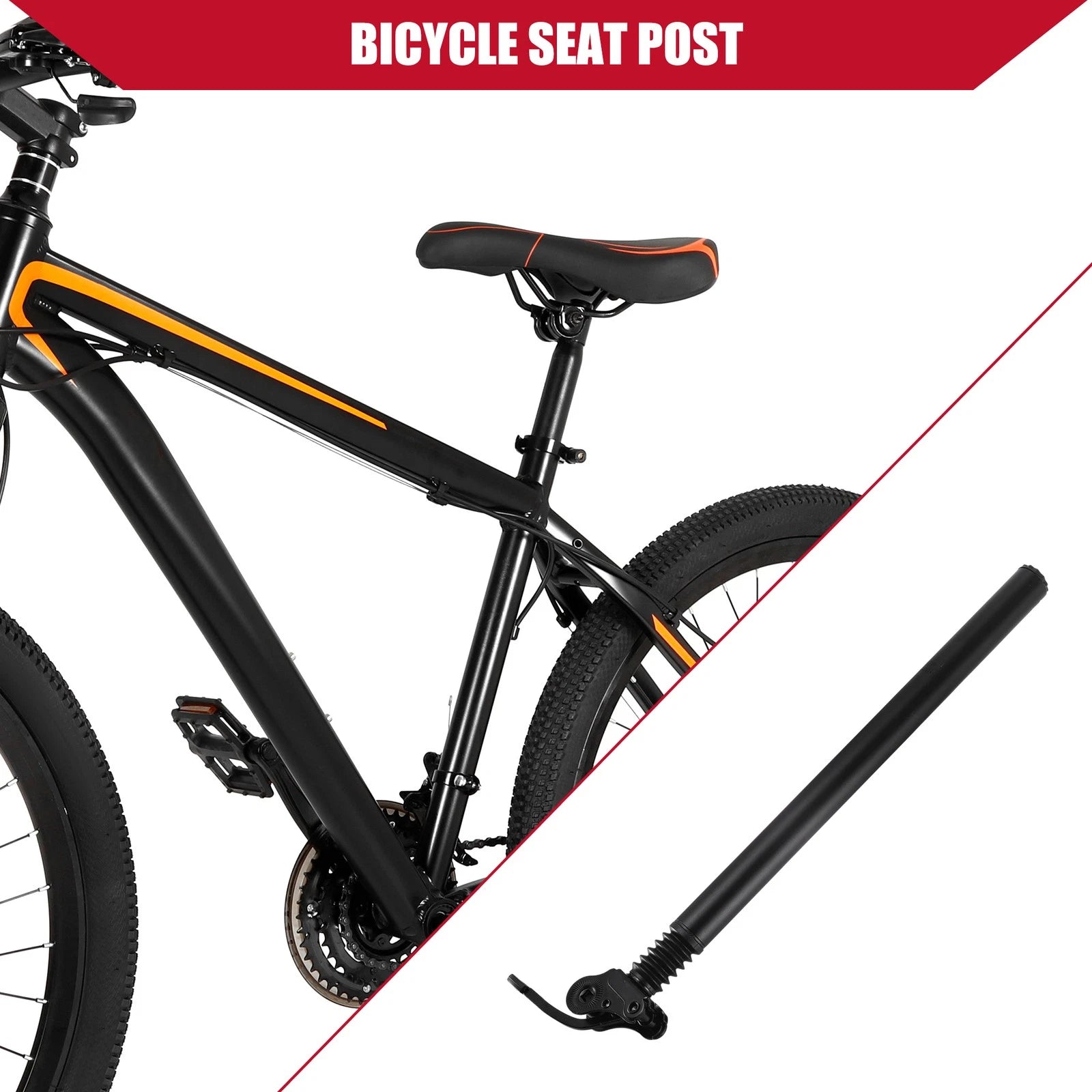 Adjustable Seat Post for MTB Bicycle Aluminum Alloy 31.8x500mm Black
