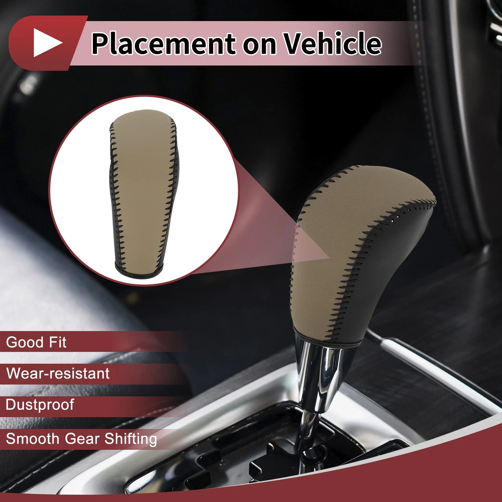 Gear Shift Knob Cover Replacement for BMW 3 Series E90 (2004–2012 Beige Black)