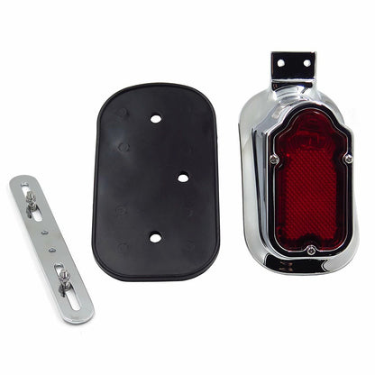 12V Chrome Red Tombstone Brake Tail Light for Harley Motorcycle