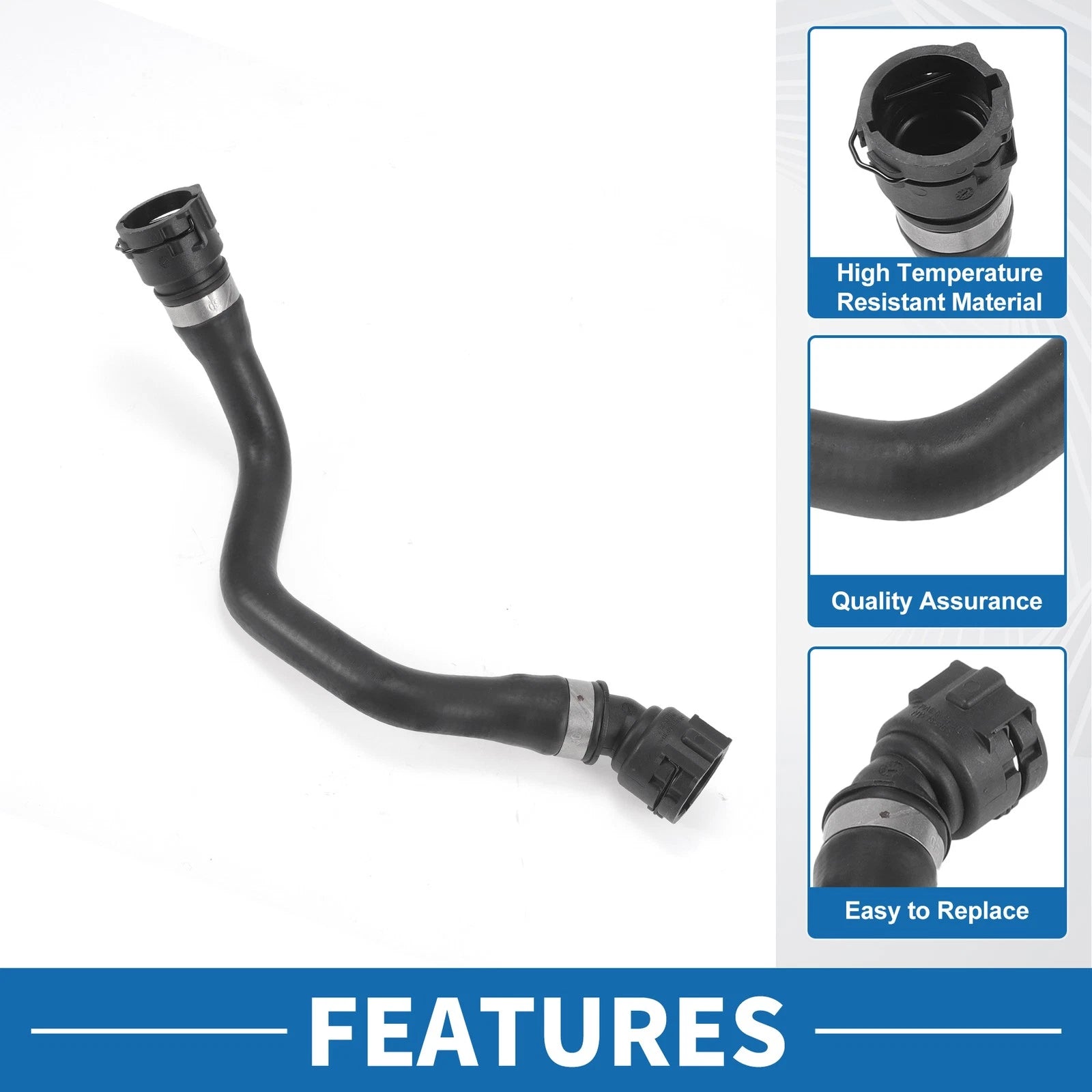 Engine Radiator Hose Replacement for BMW X5 (2000–2003) Rubber Black 1pc