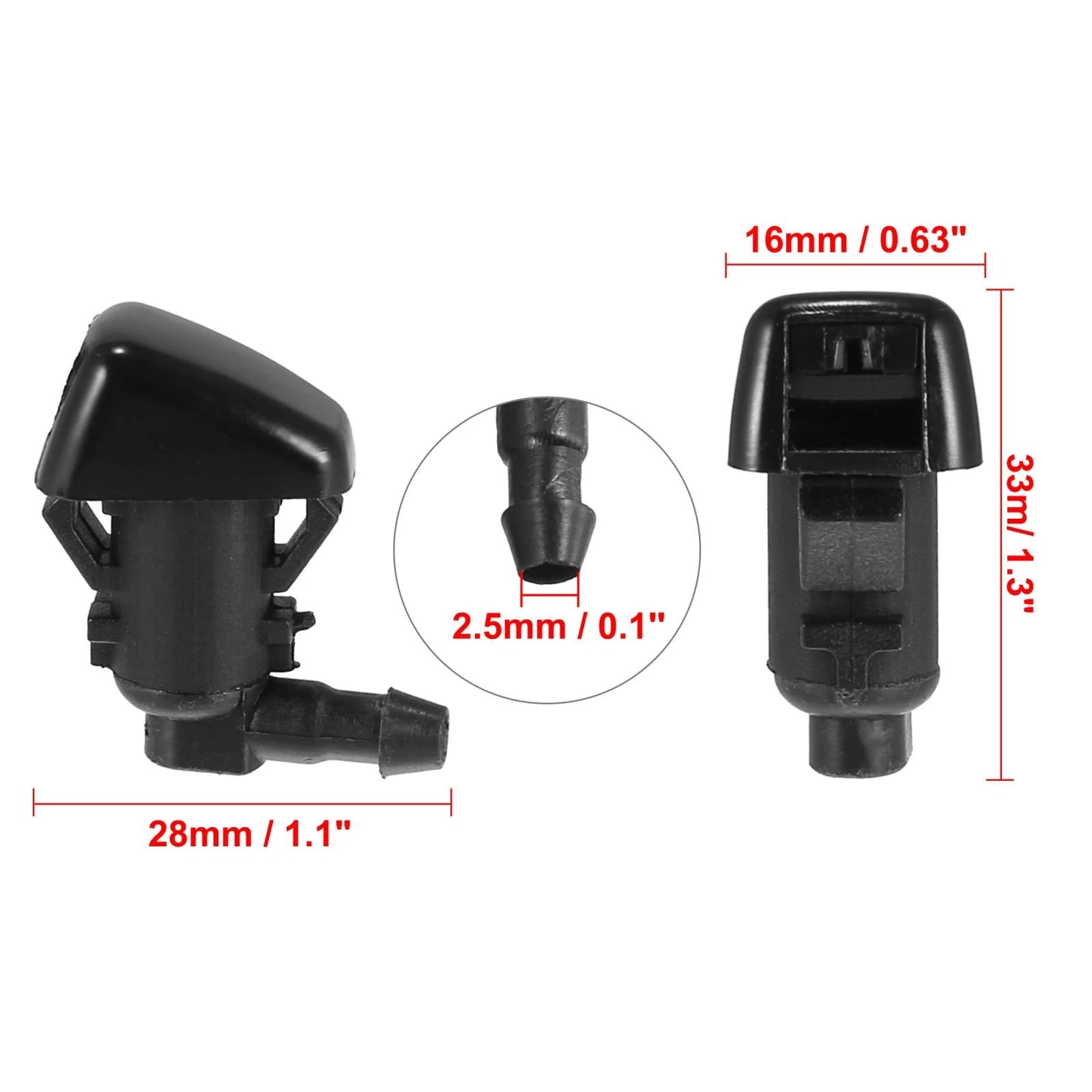 Front Windshield Washer Nozzles Set with Connector for Jeep Liberty (2008–2012)