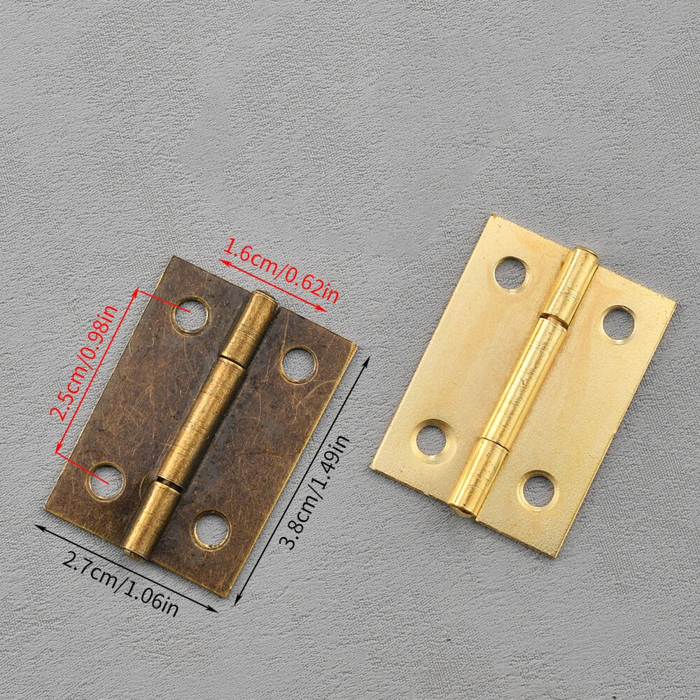 6X Antique Cabinet Hinges for Wooden Box Toolbox Cupboard (38mm x 27mm)