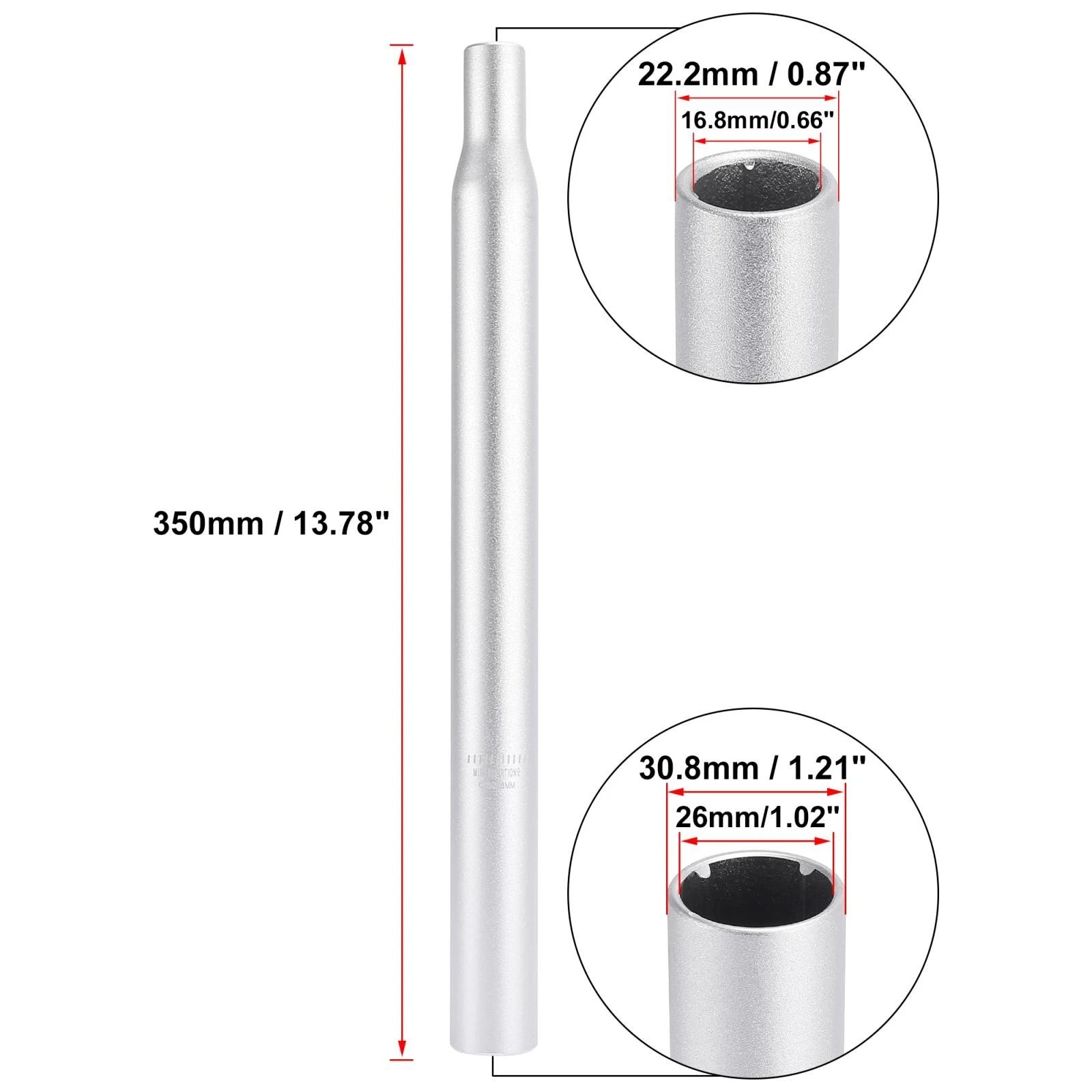 Aluminum Alloy Bicycle Seat Post Replacement for All Bikes 30.8mm (350mm)