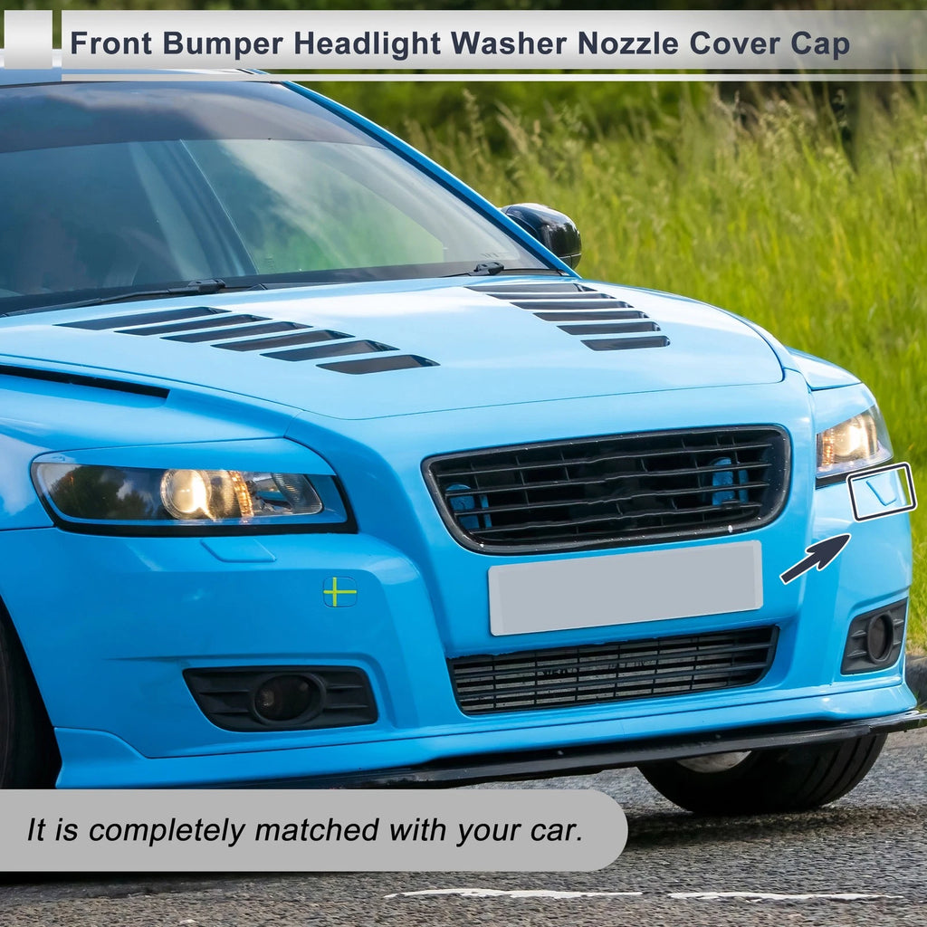 Bumper Headlight Washer Nozzle Cover Cap for Volvo S40 (2004–2011) White
