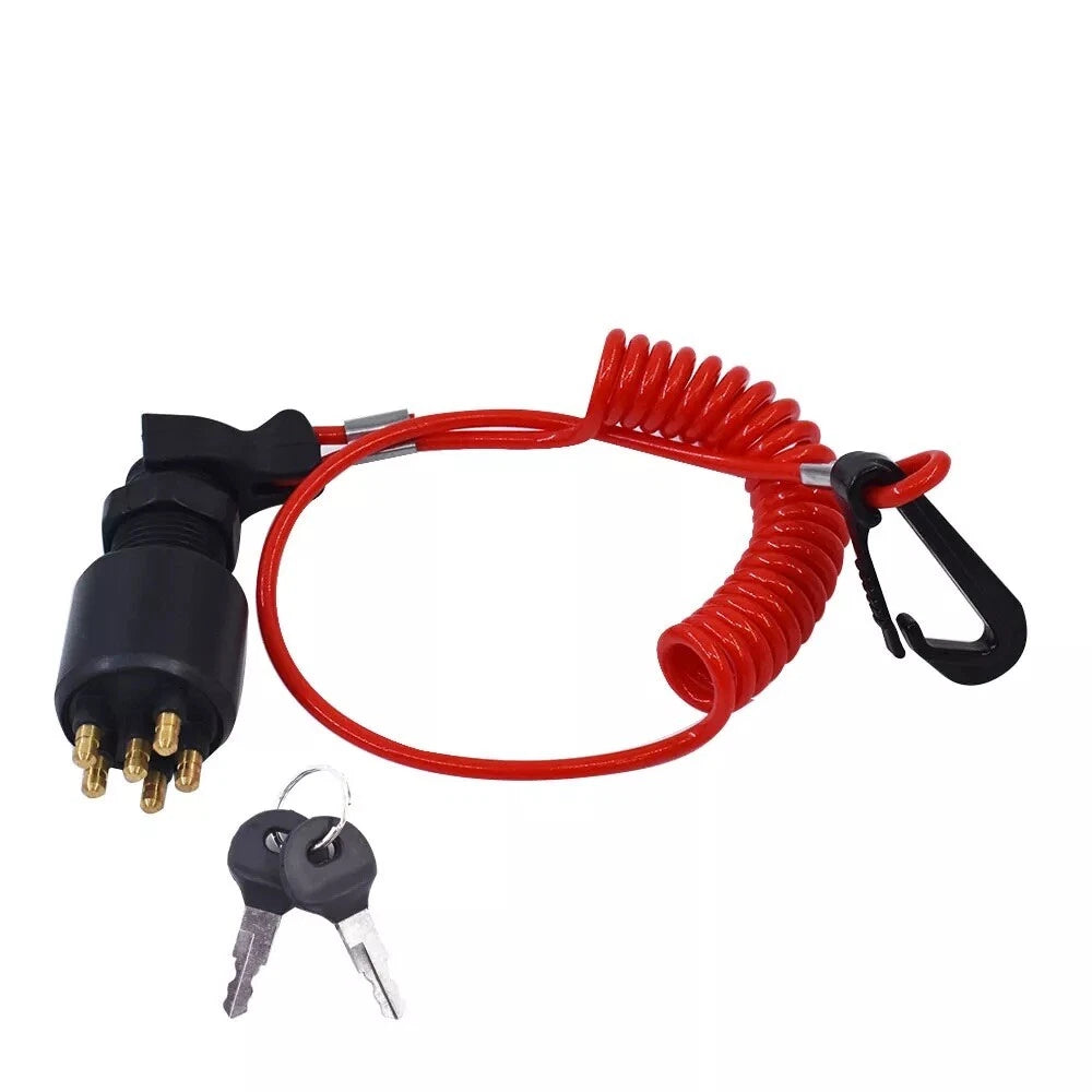 Ignition Key Switch & Lanyard for OMC BRP Johnson Evinrude (1996-Up)