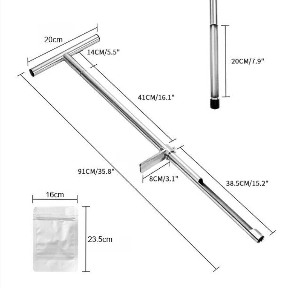 T-Handle Soil Probe for Easy Assembly with Foot Pedal Operation