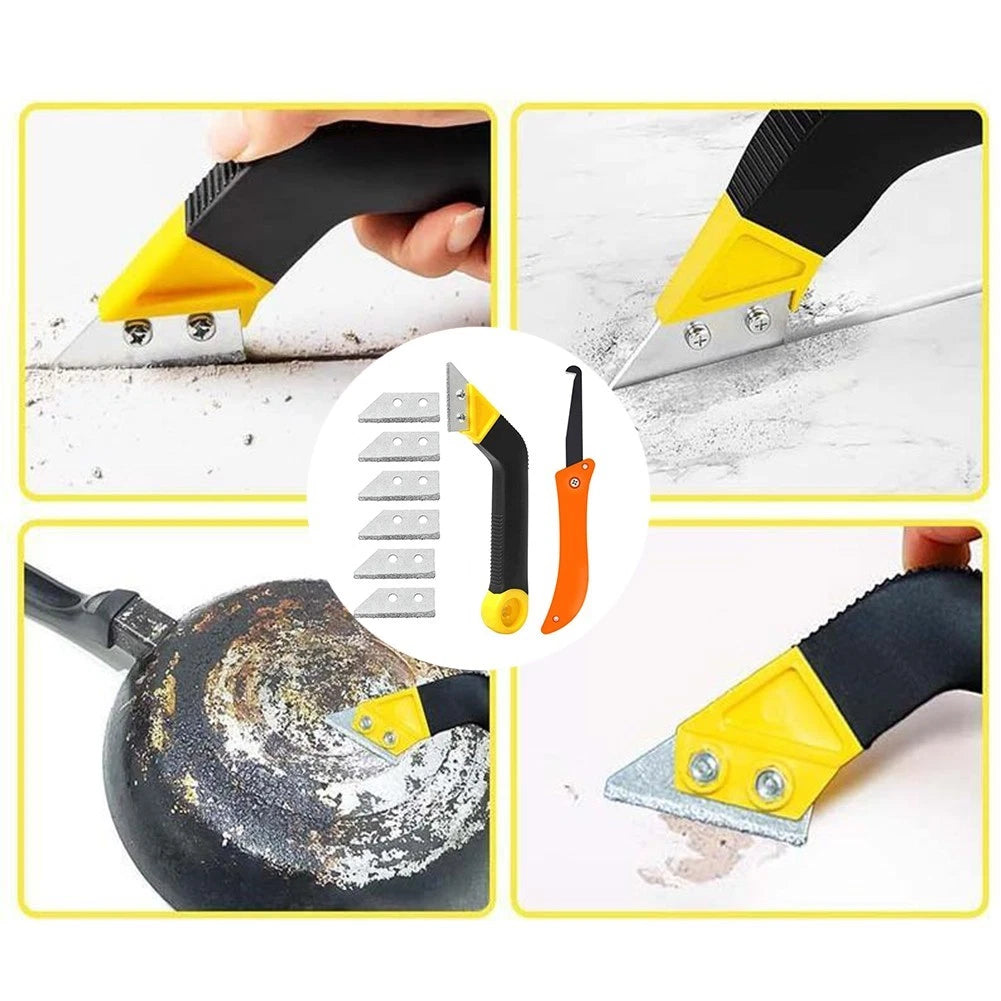 Grouting Tool Set with 6 Blades for Efficient Tile Grout Removal
