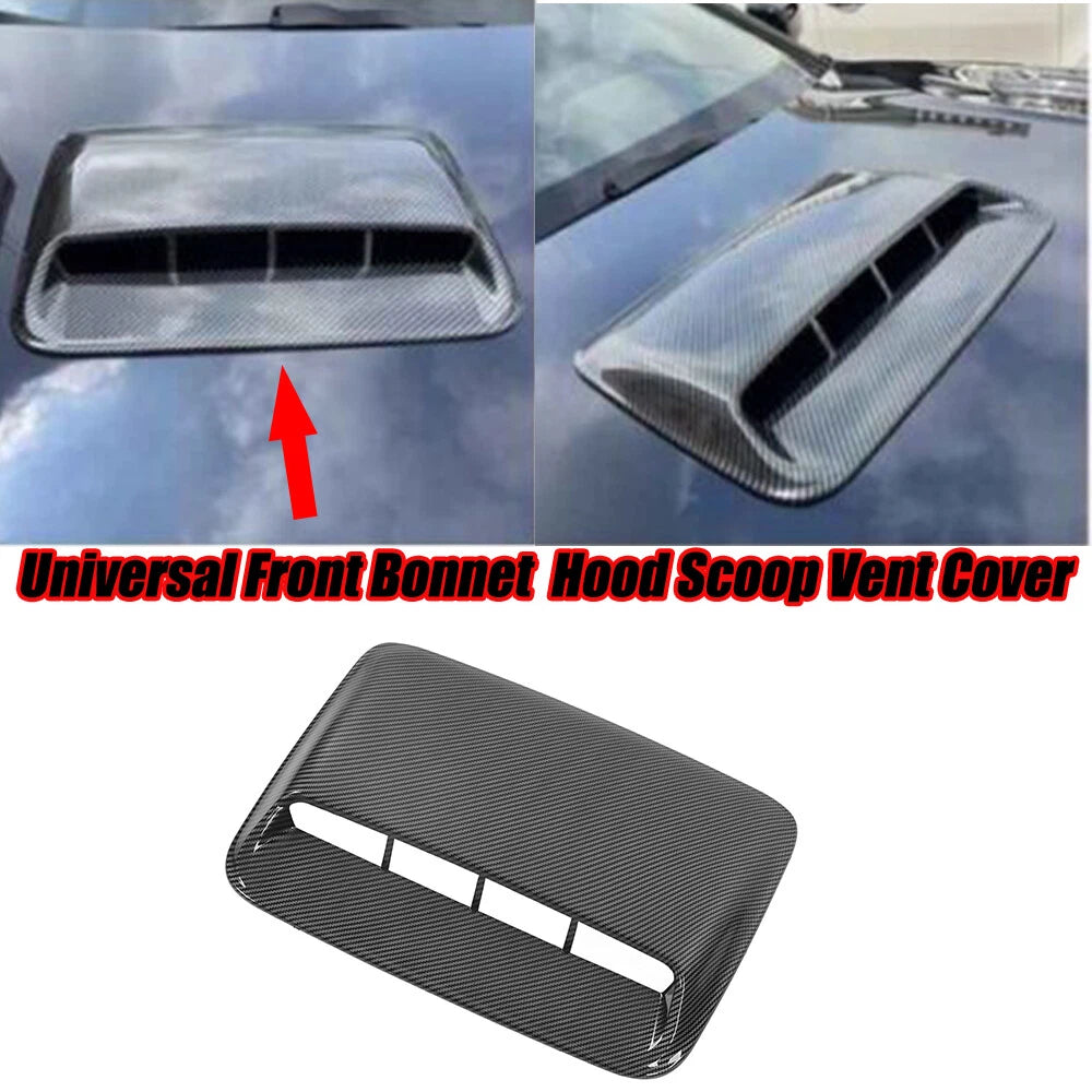 15-Inch Carbon Fiber Style Tape-On Bonnet Hood Scoop Vent Cover Universal