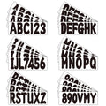 4-Pack Black Boat Registration Numbers & Letters 3" Decal Stickers