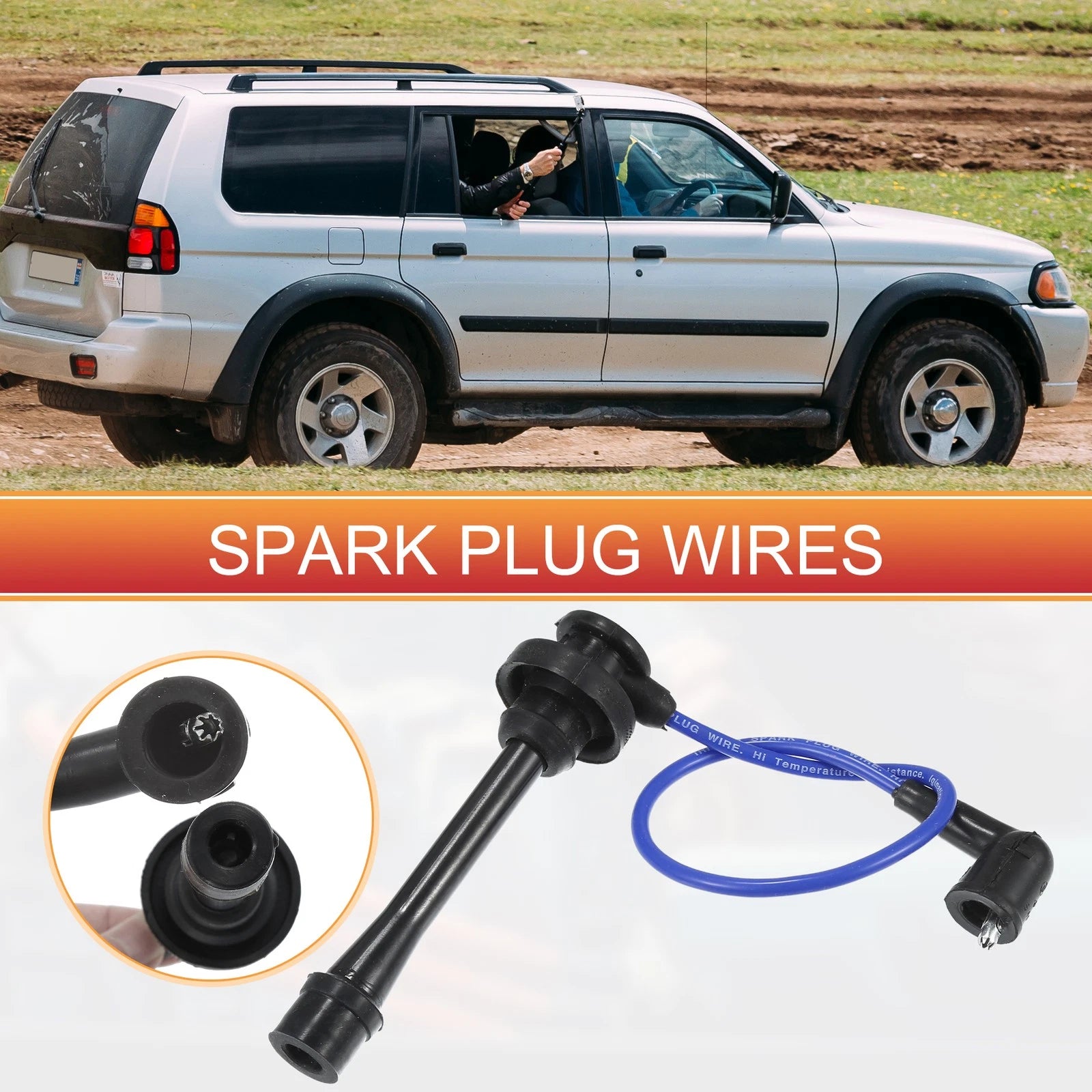 6pc Spark Plug Wire Ignition Coil Cable Replacement for Mitsubishi Montero (1997–1997)