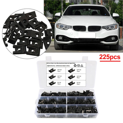 225PCS U-type Clip Nut Fastener for Car Bumper Fender Trim Panel