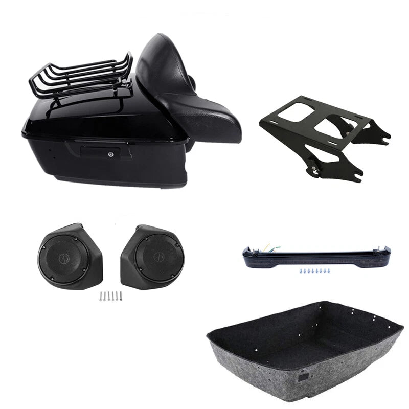 Backrest Mount Rack Light Speakers for Harley Touring (2014–2026)