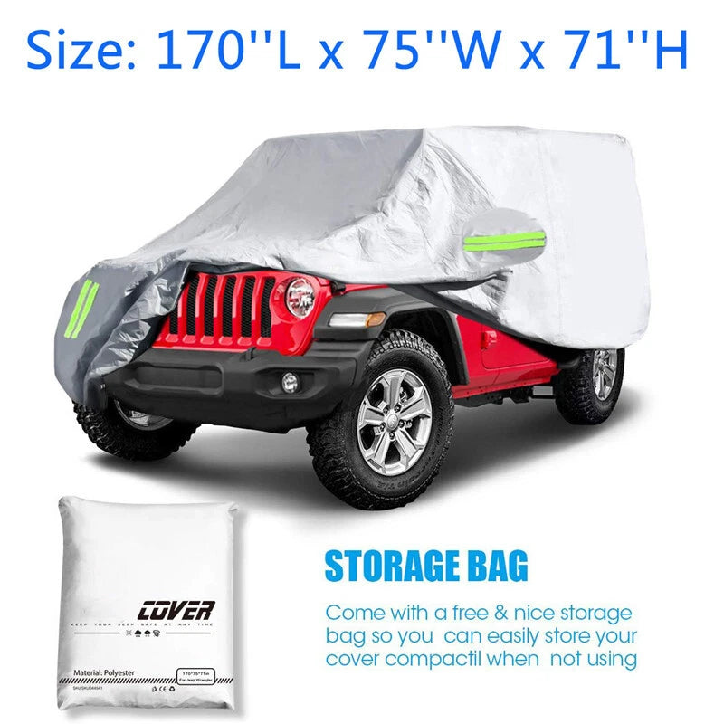 All Weather Waterproof Car Cover for Jeep Wrangler 2 Door (1987–2019)