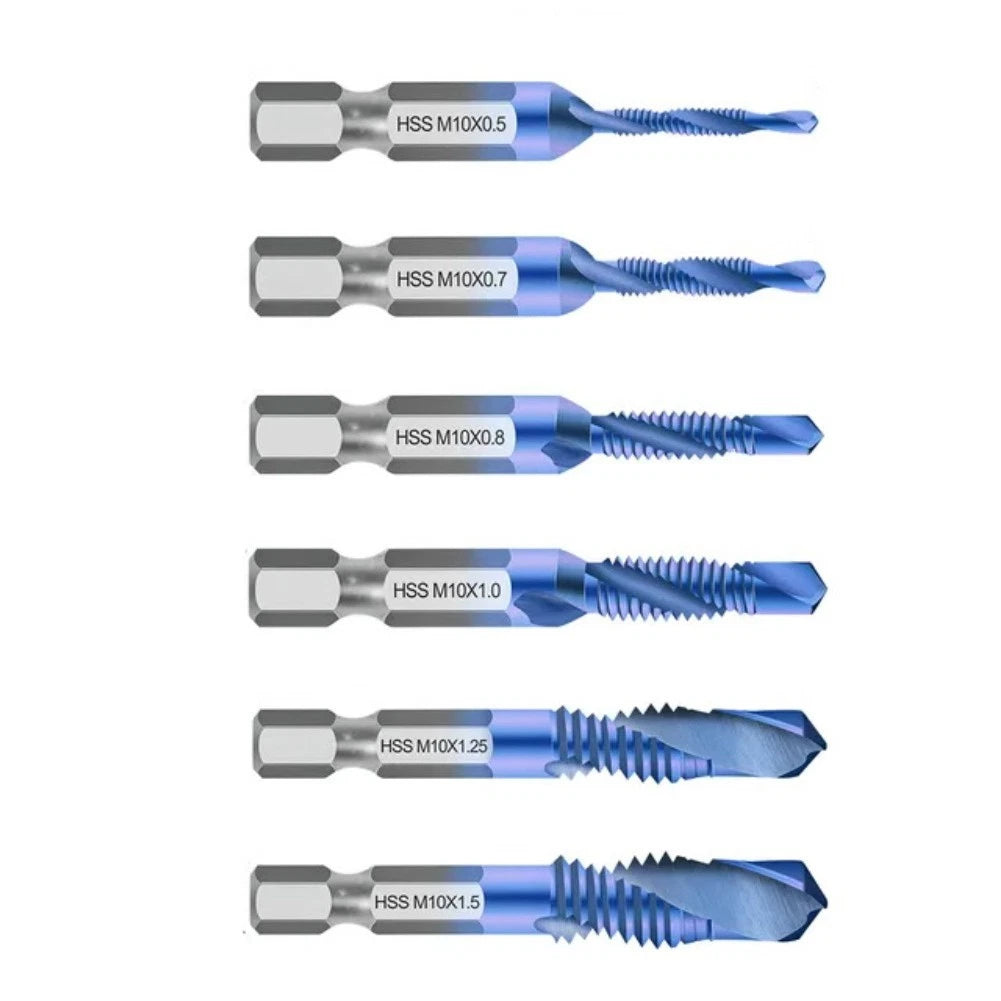 6pcs HSS Drill Tap Bit Set Metric Thread for Wood Soft Metals