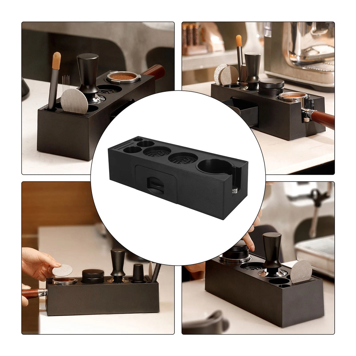 ABS Espresso Tamping Station with Knock Box for Coffee Corner