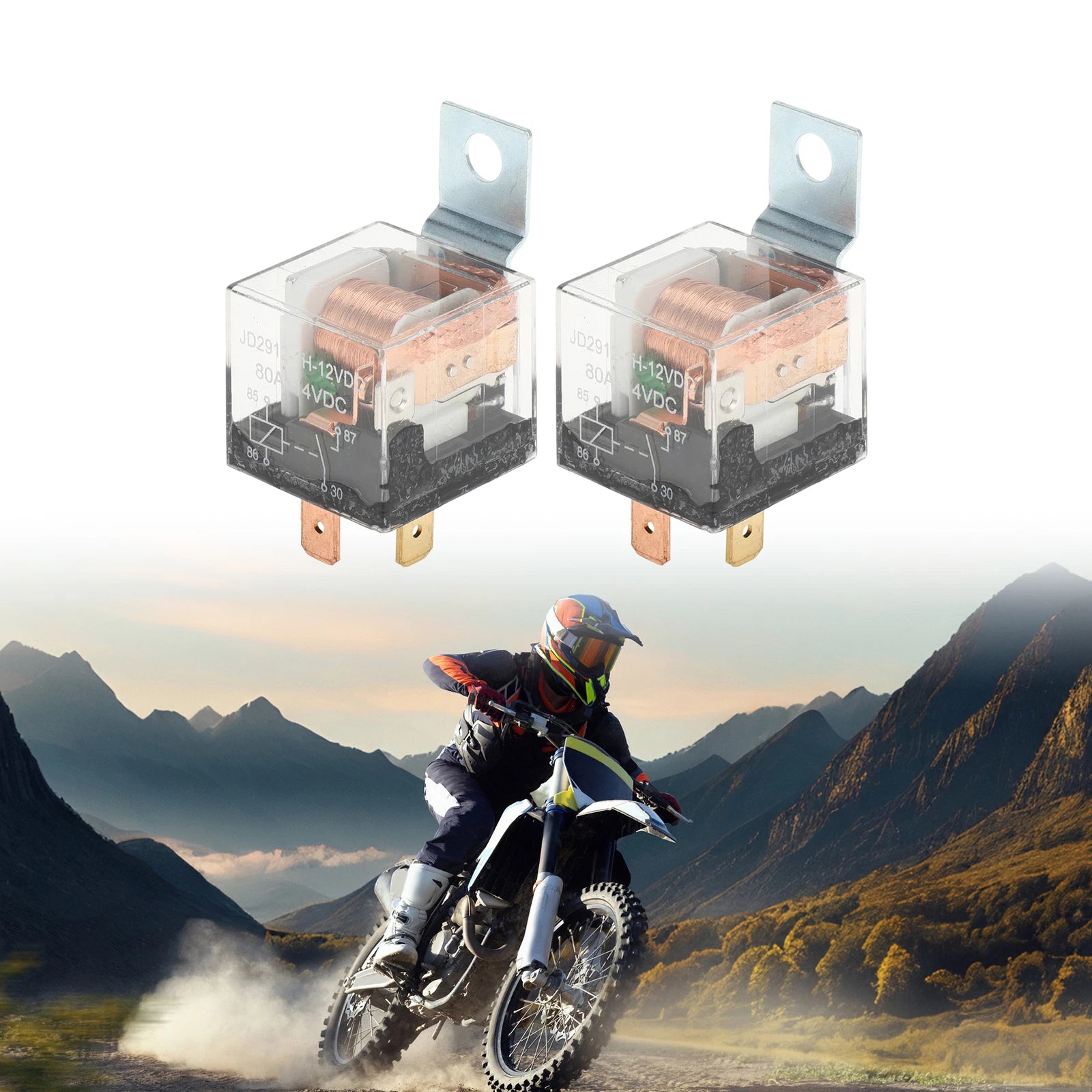 2X 4-Pin 12V 80A Waterproof Auto Relay for Universal Applications