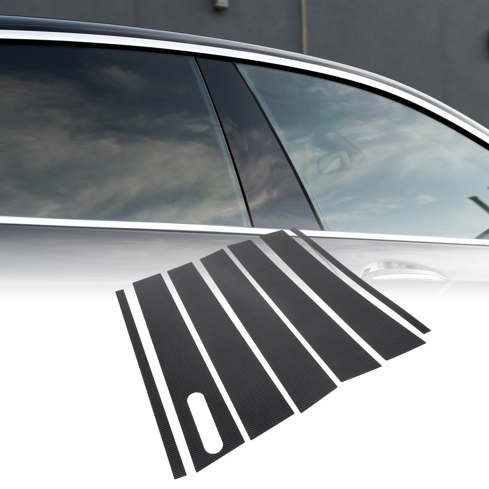 Pillar Window Trim Cover Kit for Ford Explorer 2002–2010 Black Carbon Fiber