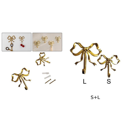 Brass Bow Knot Wall Decor Hooks for Home Decor (No Part Numbers)