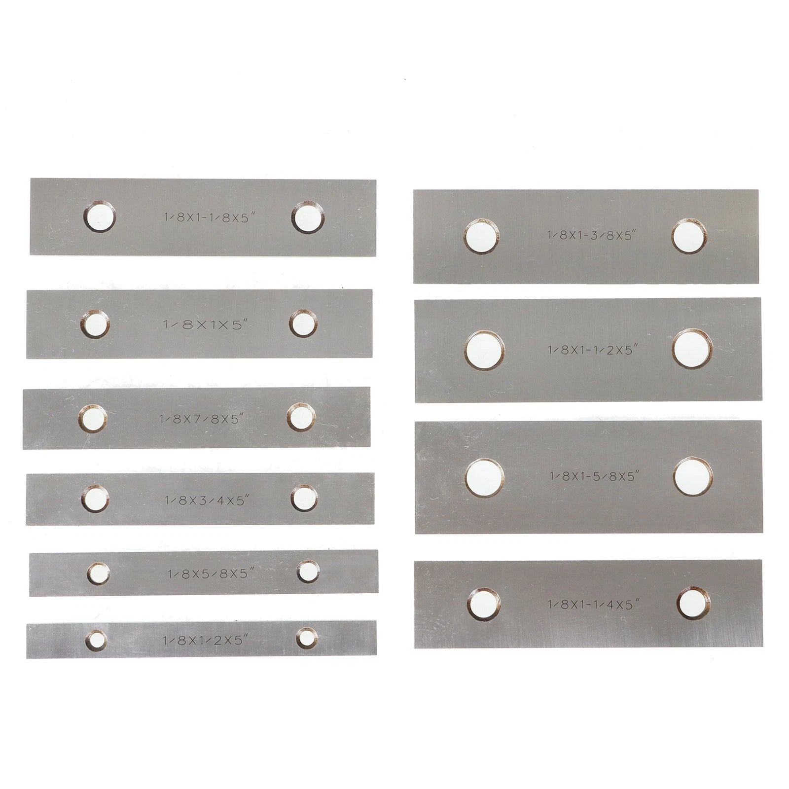 Set of 10 Precision Parallel 1/8 × 5" 0.0003 Tolerance