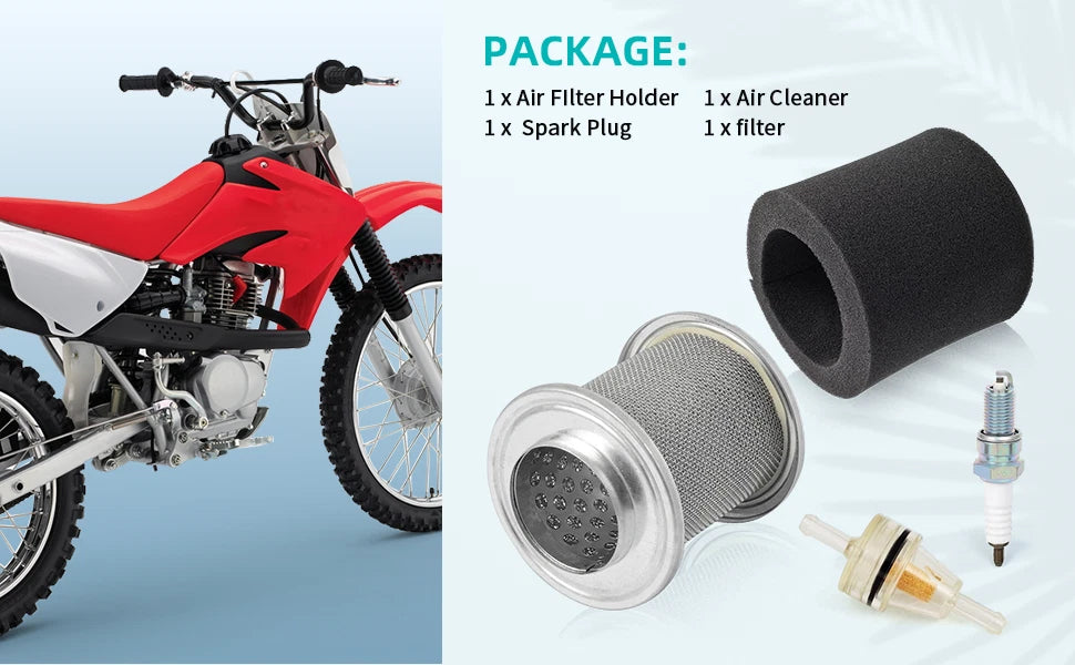 Air Filter Holder Kit & Spark Plug for Honda XR80 XR100 R CRF80 CRF100 F TRX90
