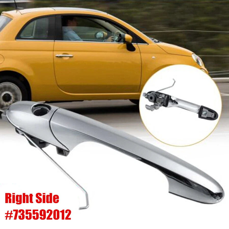 Chrome Offside Right Driver Side Outer Door Handle for Fiat 500 (2007–2023) 735592012