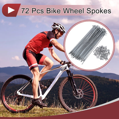 Set 14G Bicycle Spokes 141mm Carbon Steel Galvanized for Bike Wheel (72)