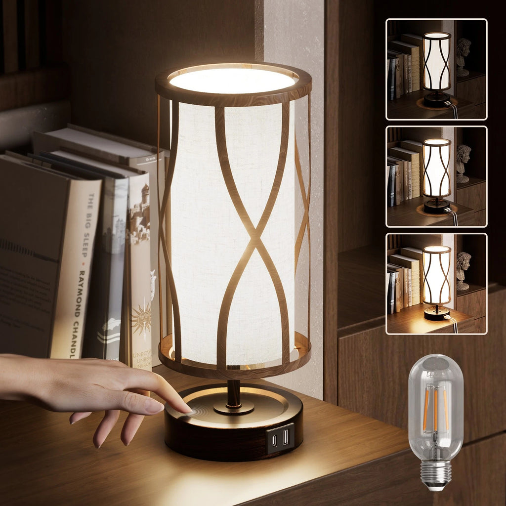 Dimmable Desk Lamp with Touch Control and USB Charging - Bronze Finish
