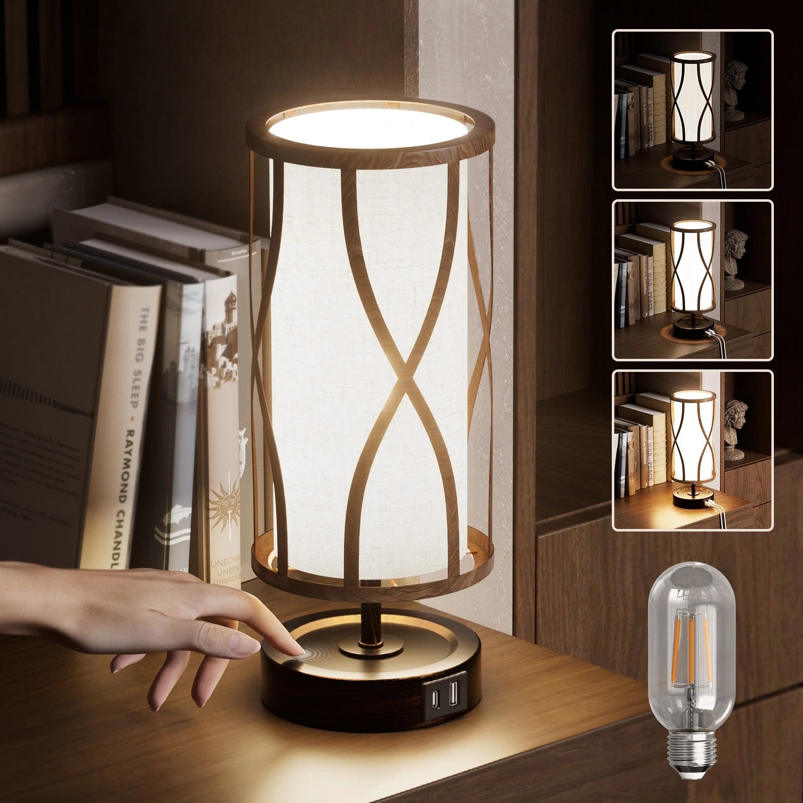 Dimmable Desk Lamp with Touch Control and USB Charging - Bronze Finish