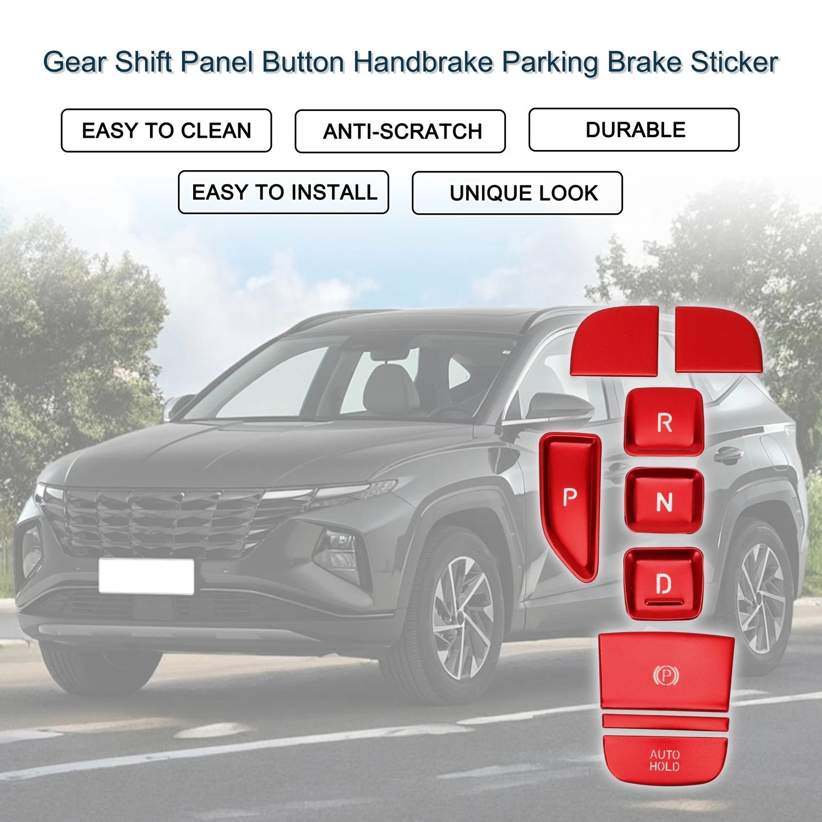 Gear Shift Panel Button Handbrake Sticker for Hyundai Tucson (2016–2023)