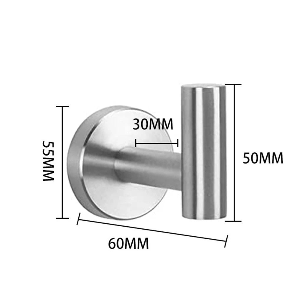 4X Stainless Steel Bathroom Wall Hooks for Towels and Accessories