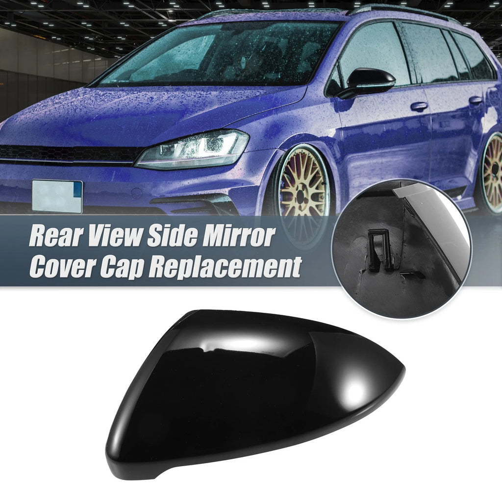 Left Mirror Cover Cap Replacement Gloss Black for Volkswagen Golf MK7 (2015–2020)
