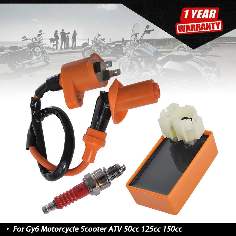 Racing AC CDI Box Ignition Coil Spark Plug for GY6 50cc-150cc (2000–2023)