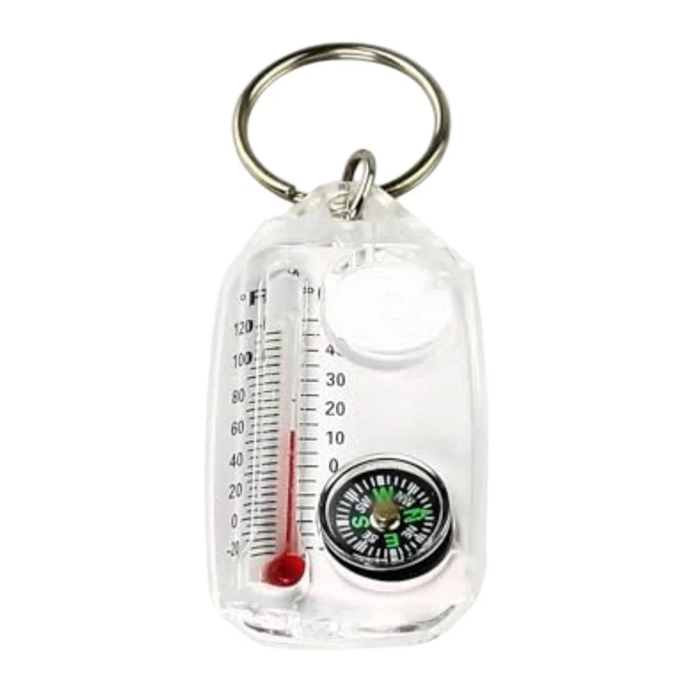 Lightweight Camping Keychain with Compass & Thermometer for Safe Travel